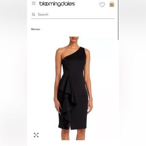 Eliza J one shoulder side tuck ruffle dress